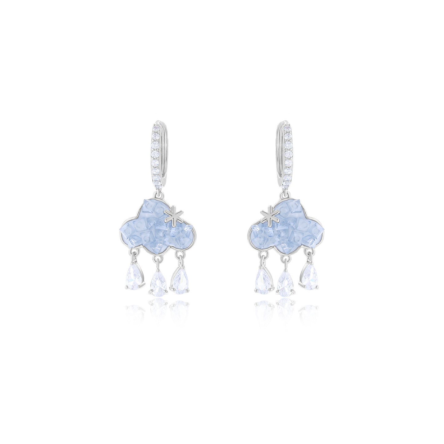 925 Sterling Silver Clouds Raindrops Tassel Earrings