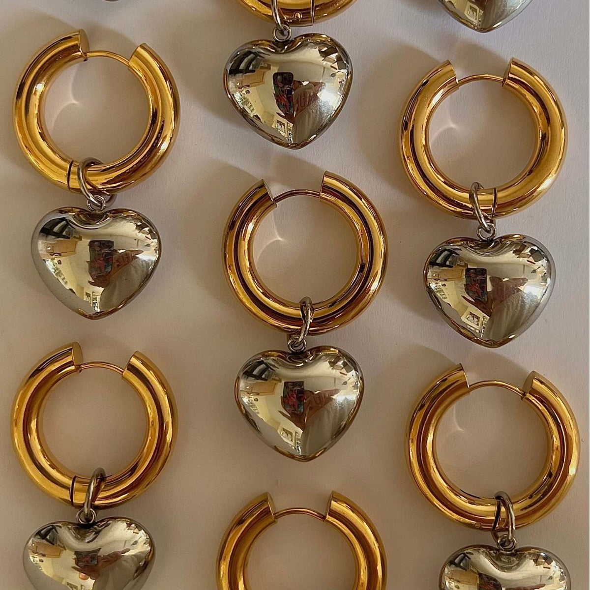 Two-color Titanium Steel Electroplated 18k Gold Necklace Earring